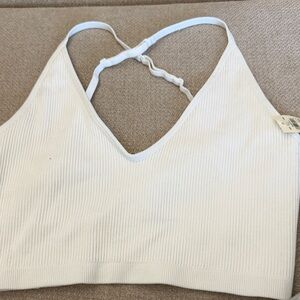 White Ribbed Bralette Tank Top